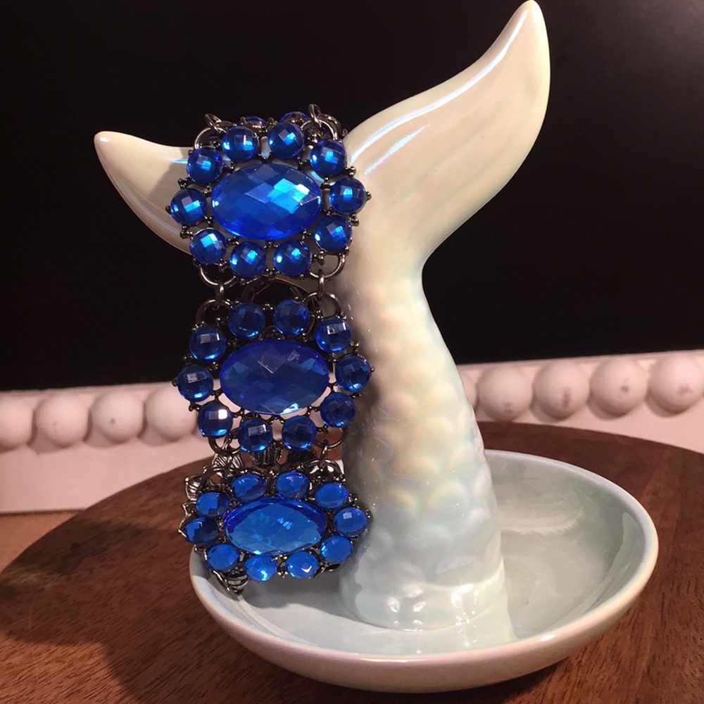 royal blue beaded crystal bracelet